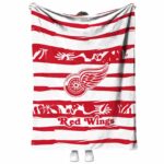 customized detroit red wings floral stripes red white blanket best selling