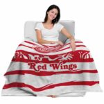 customized detroit red wings floral stripes red white blanket best selling