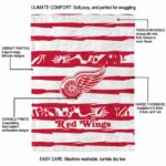 customized detroit red wings floral stripes red white blanket best selling