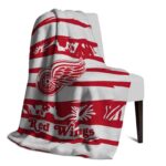 customized detroit red wings floral stripes red white blanket best selling