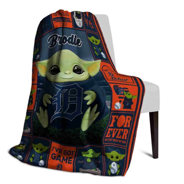 customized detroit tigers baby yoda navy blanket top rated