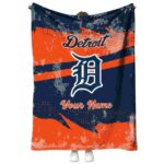 customized detroit tigers grunge streaks navy blanket best selling