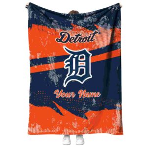 customized detroit tigers grunge streaks navy blanket best selling