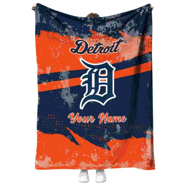 customized detroit tigers grunge streaks navy blanket best selling