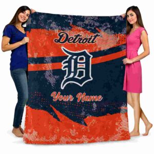 customized detroit tigers grunge streaks navy blanket fashion forward