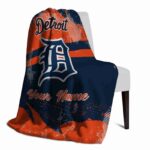 customized detroit tigers grunge streaks navy blanket top rated