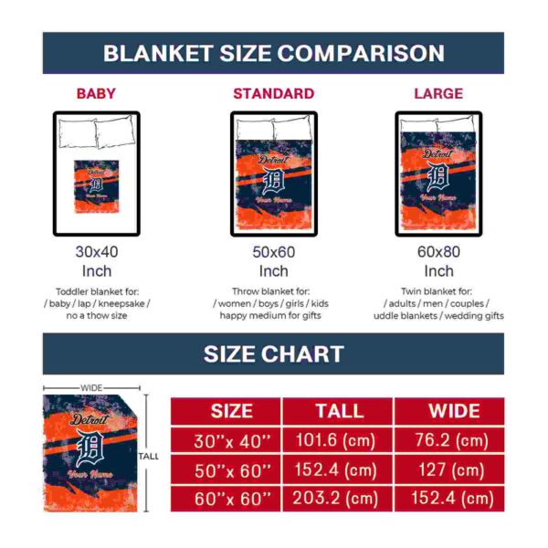 customized detroit tigers grunge streaks navy blanket trendy