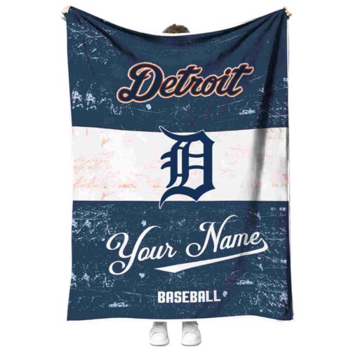 customized detroit tigers grunge texture navy white blanket best selling