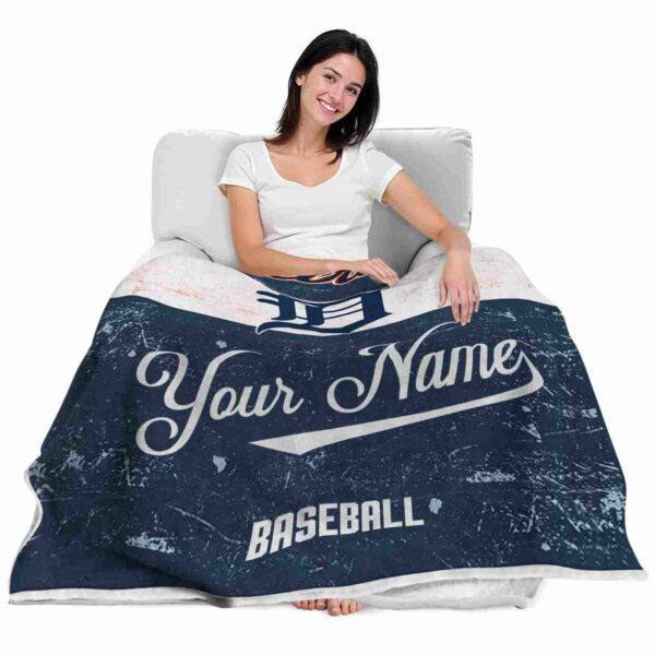 customized detroit tigers grunge texture navy white blanket latest model