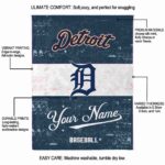 customized detroit tigers grunge texture navy white blanket new arrival