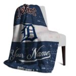 customized detroit tigers grunge texture navy white blanket top rated