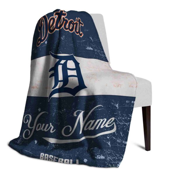customized detroit tigers grunge texture navy white blanket top rated