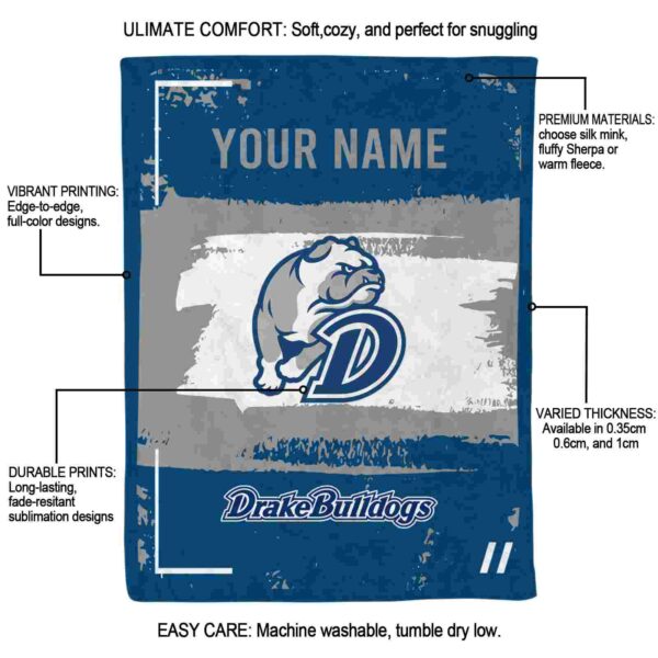 customized drake bulldogs paint strokes blue white blanket new arrival