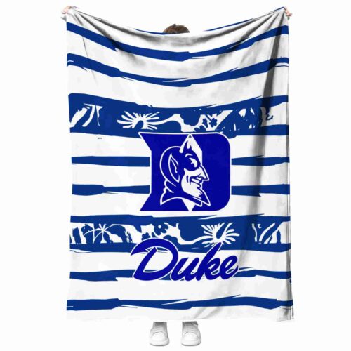 customized duke blue devils floral stripes blue white blanket best selling