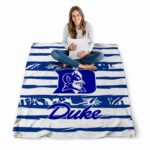 customized duke blue devils floral stripes blue white blanket high quality