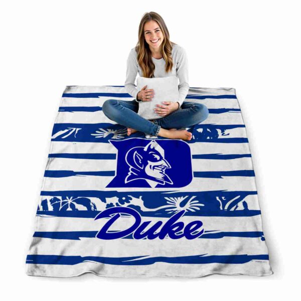 customized duke blue devils floral stripes blue white blanket high quality
