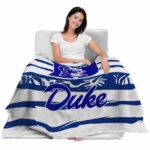 customized duke blue devils floral stripes blue white blanket latest model