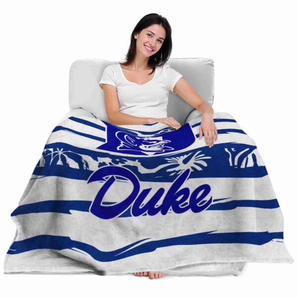 customized duke blue devils floral stripes blue white blanket latest model