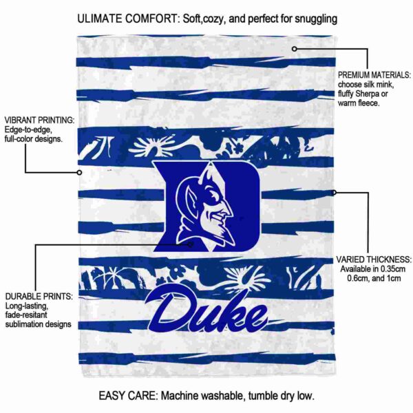 customized duke blue devils floral stripes blue white blanket new arrival