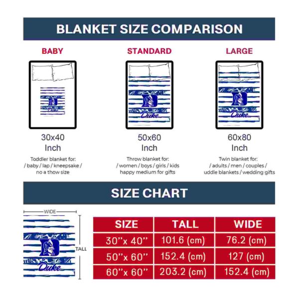 customized duke blue devils floral stripes blue white blanket trendy