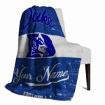 customized duke blue devils grunge texture blue white blanket best selling