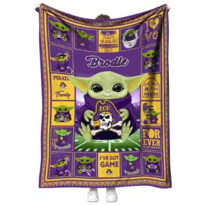 customized east carolina pirates baby yoda purple blanket best selling