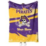 customized east carolina pirates grunge streaks purple blanket best selling