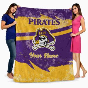 customized east carolina pirates grunge streaks purple blanket fashion forward