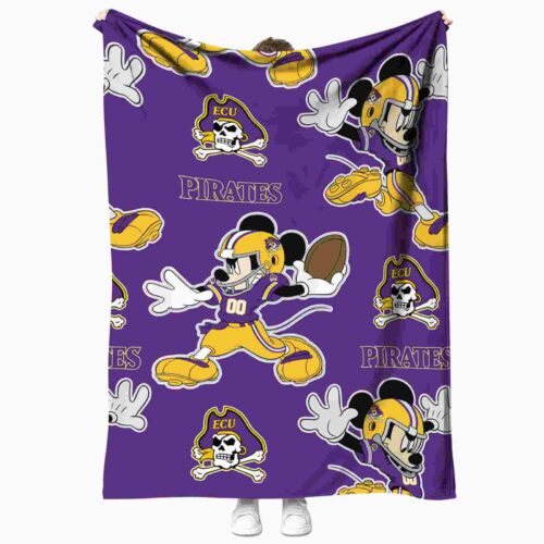 customized east carolina pirates mickey purple blanket best selling