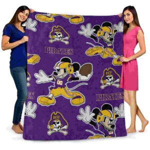 customized east carolina pirates mickey purple blanket fashion forward