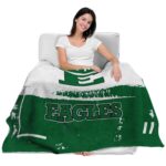 customized eastern michigan eagles paint strokes green white blanket best selling