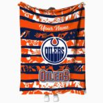 customized edmonton oilers floral stripes blue white blanket best selling