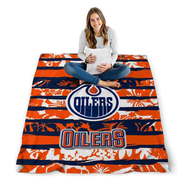 customized edmonton oilers floral stripes blue white blanket high quality