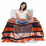 customized edmonton oilers floral stripes blue white blanket latest model