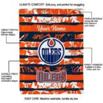 customized edmonton oilers floral stripes blue white blanket new arrival