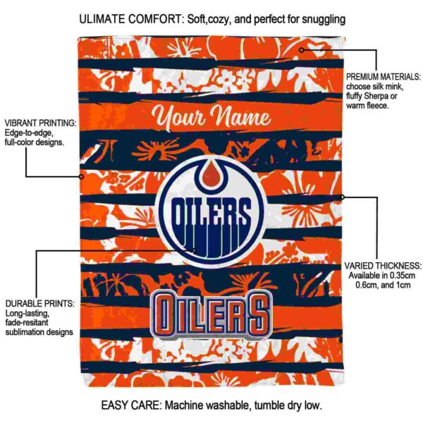 customized edmonton oilers floral stripes blue white blanket new arrival