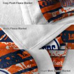 customized edmonton oilers floral stripes blue white blanket premium grade
