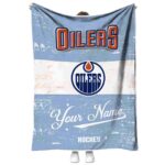 customized edmonton oilers grunge texture blue white blanket best selling