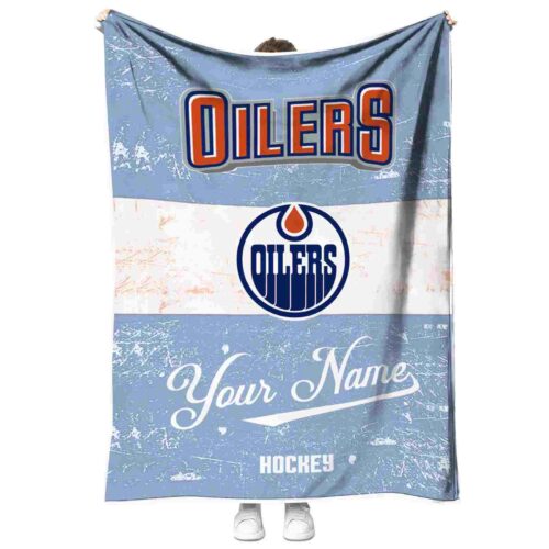 customized edmonton oilers grunge texture blue white blanket best selling