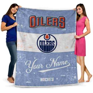customized edmonton oilers grunge texture blue white blanket fashion forward