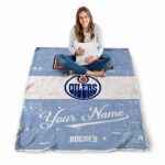 customized edmonton oilers grunge texture blue white blanket high quality