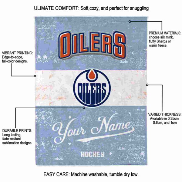 customized edmonton oilers grunge texture blue white blanket new arrival