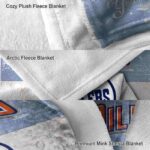 customized edmonton oilers grunge texture blue white blanket premium grade