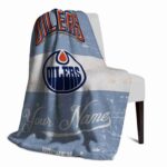 customized edmonton oilers grunge texture blue white blanket top rated