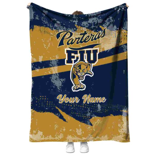 customized fiu panthers grunge streaks blue blanket best selling