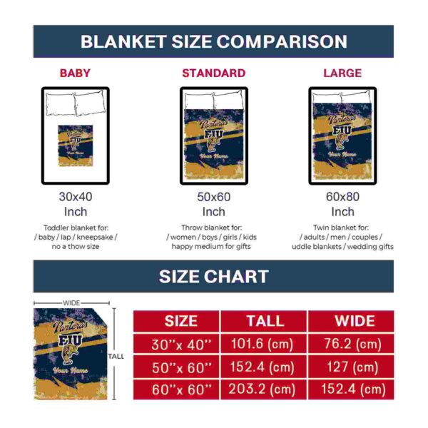 customized fiu panthers grunge streaks blue blanket trendy