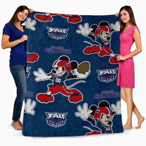 customized florida atlantic owls mickey blue blanket fashion forward