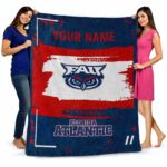 customized florida atlantic owls paint strokes blue white blanket best selling