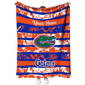 customized florida gators floral stripes blue white blanket best selling