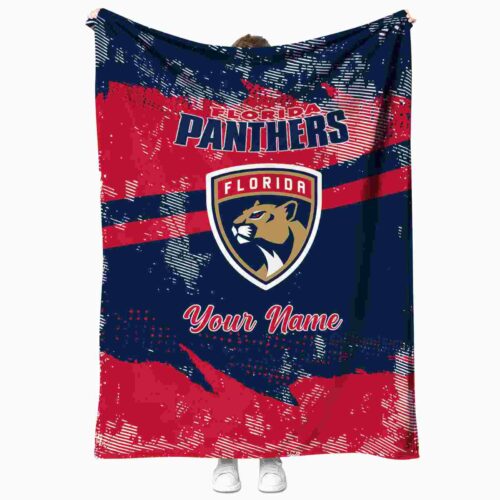 customized florida panthers grunge streaks red blanket best selling